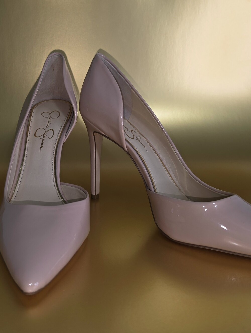 Jessica Simpson Blush Patent Pointed-Toe Stilettos